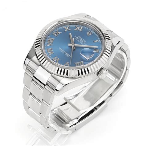 new rolex datejust ii 41mm stainless steel blue dial roman|rolex datejust 41 price.